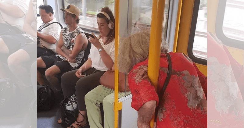 Photo of Elderly Lady Standing on Train While Youngsters Seemed Glued to Their Phones Caused Outrage