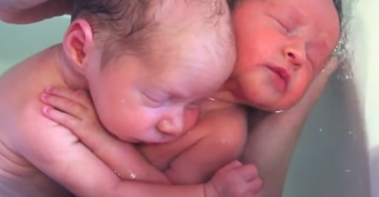 Newborn Twins Who Don’t Realize They’ve Been Born Refuse To Stop Hugging One Another