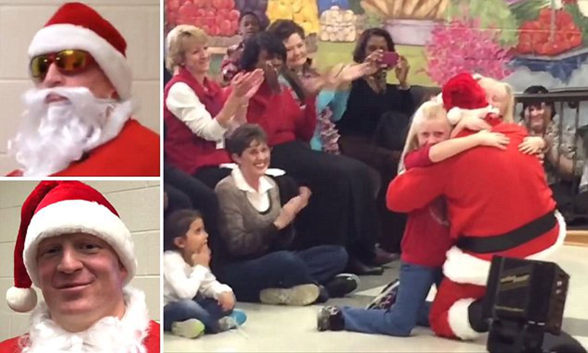 Deployed Dad Dresses up as Santa and Surprises Daughters at School after a Year Away from Home