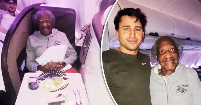 Man Gives His First Class Seat To 88Yo Elderly Woman And He Sits Beside The Toilet In The Economy Class
