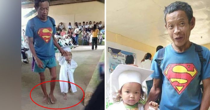Barefoot Father At Daughter’s Graduation Earns Praises And Admiration From The Internet