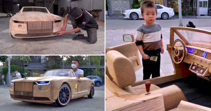 World’s Most Expensive Rolls-Royce Gets a Wooden Replica When A Dad Builds One For His Son
