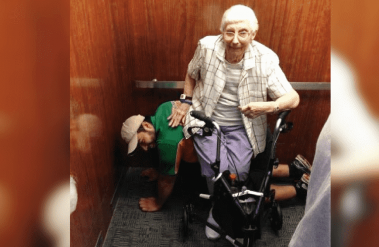 23-Year-Old Man Acts As Human Chair To Support Elderly Lady Stuck In Elevator