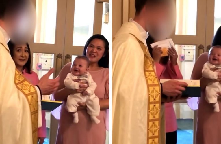 Baby Boy Can’t Stop Himself From Laughing And Giggling During Baptism