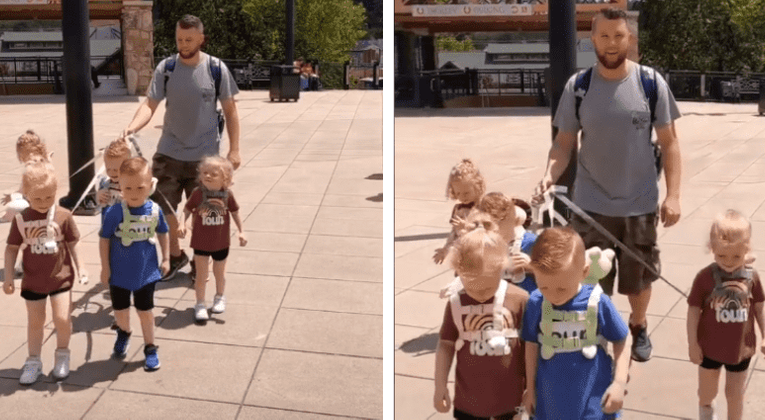 Kentucky Dad of Quintuplets Shamed for Walking His Kids on a Leash: ‘They Are Humans, Not Dogs’